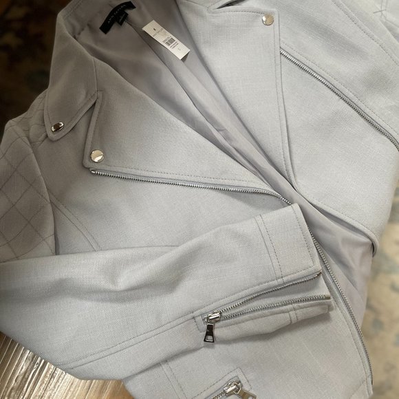 NWT Ann Taylor Textured Moto Jacket in Soft Dove - Picture 3 of 4